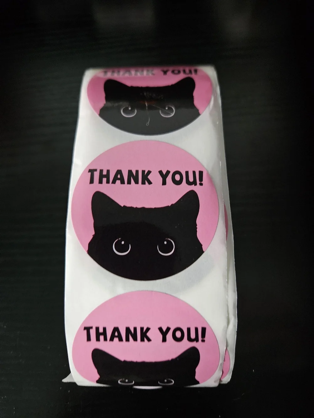 50 Pink Cat Thank You Stickers